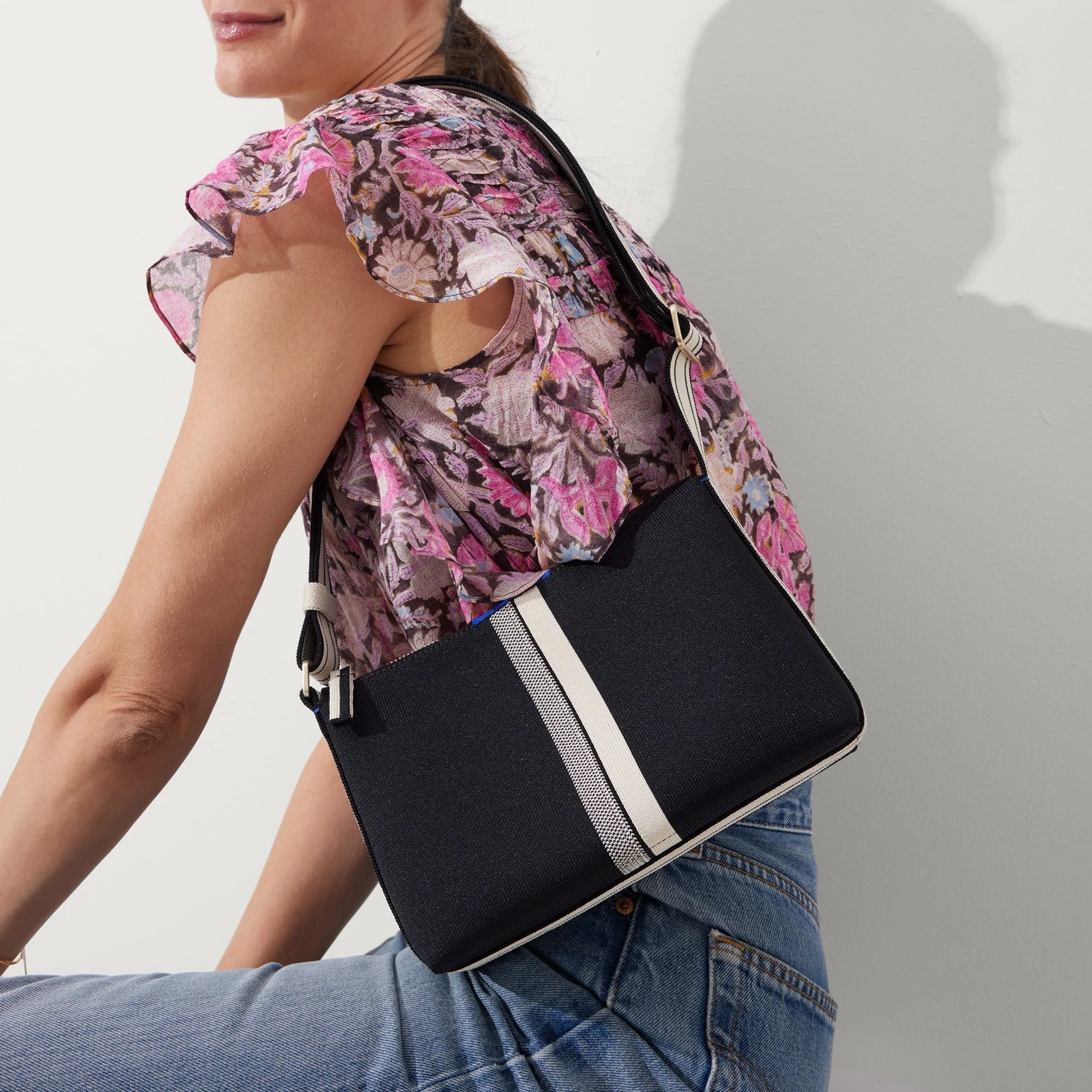 The Casual Crossbody - Black and Ivory Stripe - Image 3