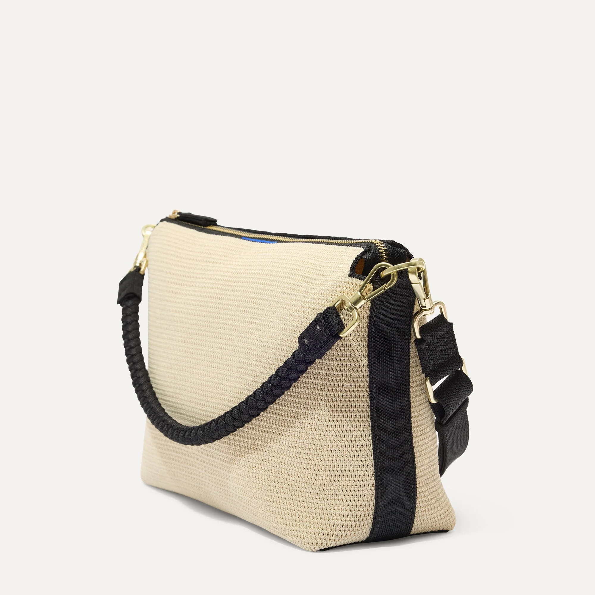 The Daily Crossbody - Black and White Raffia-Knit - Image 5