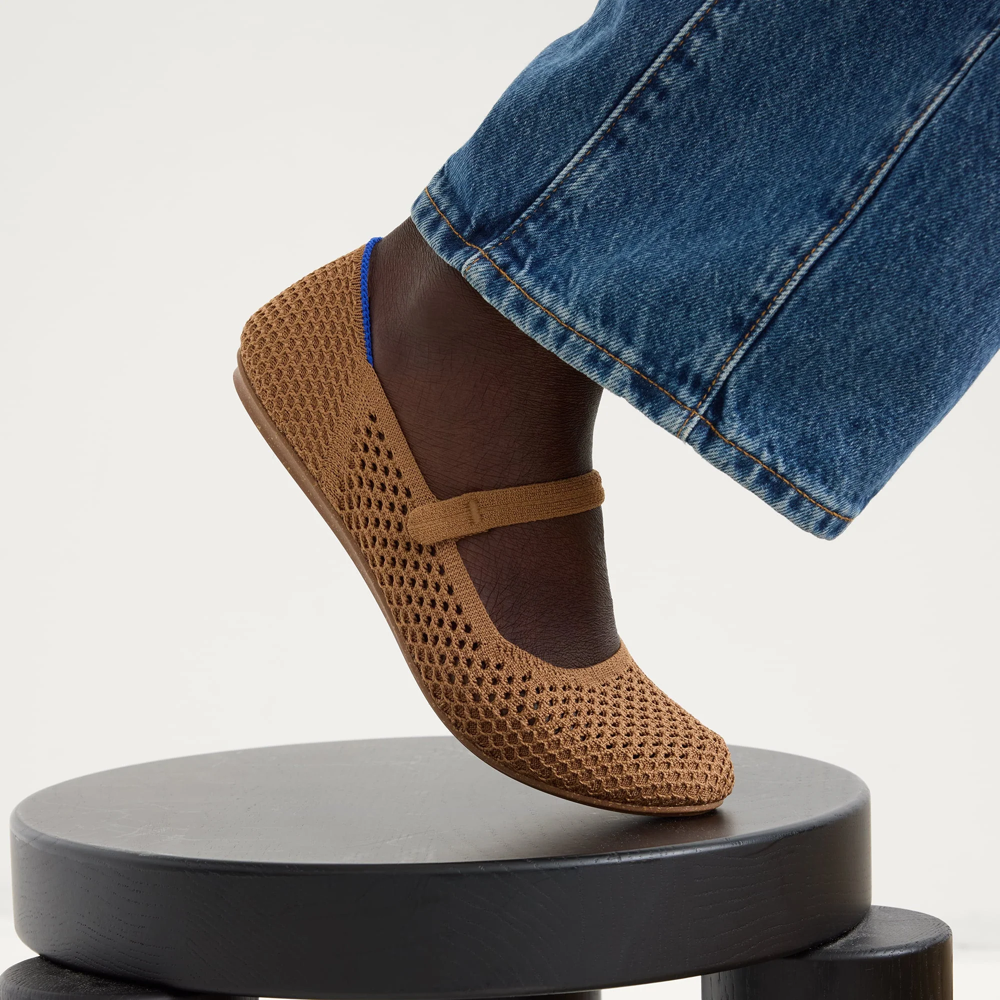 The Square Mary Jane - Pecan Mesh - Image 2