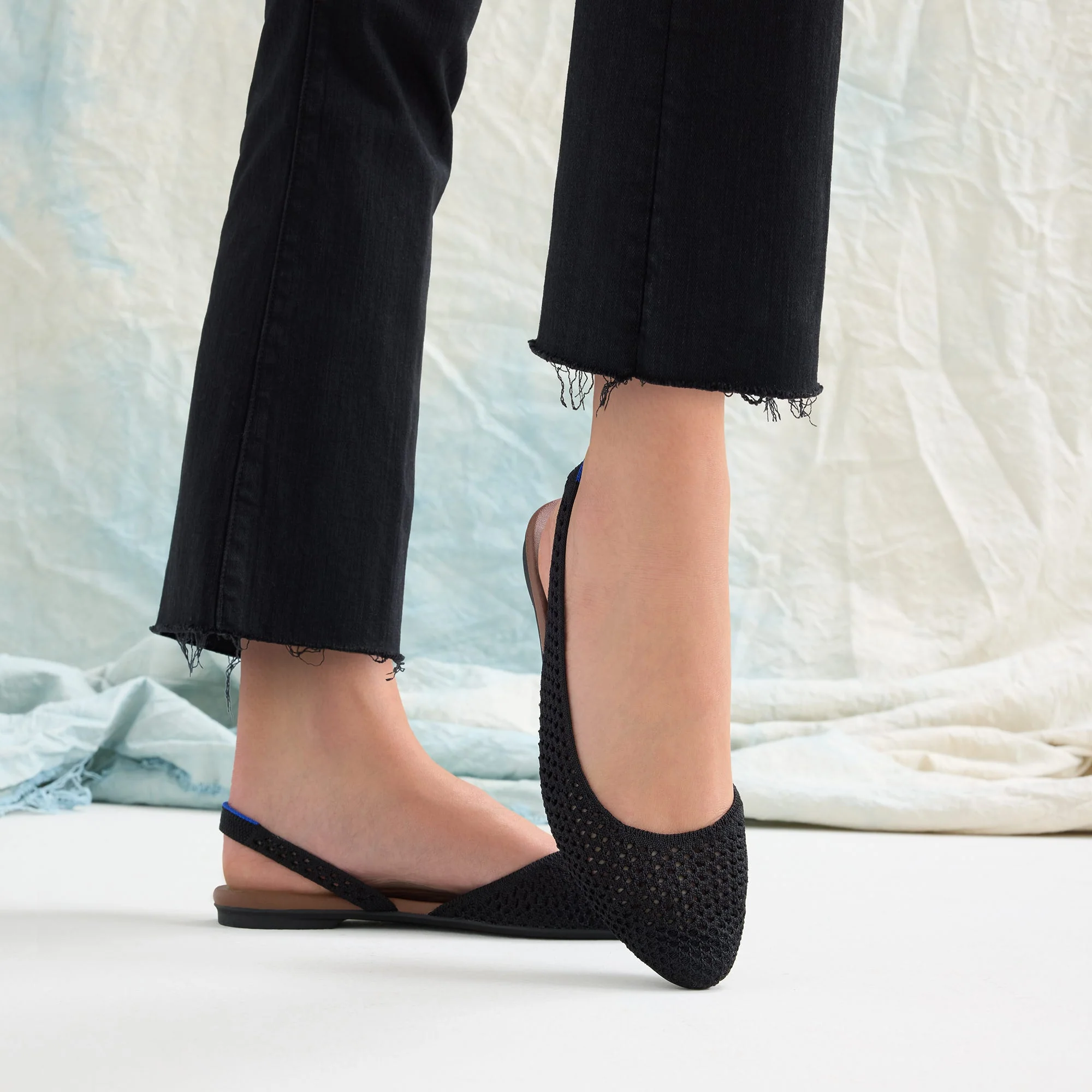 The Almond Slingback - Black Mesh - Image 2