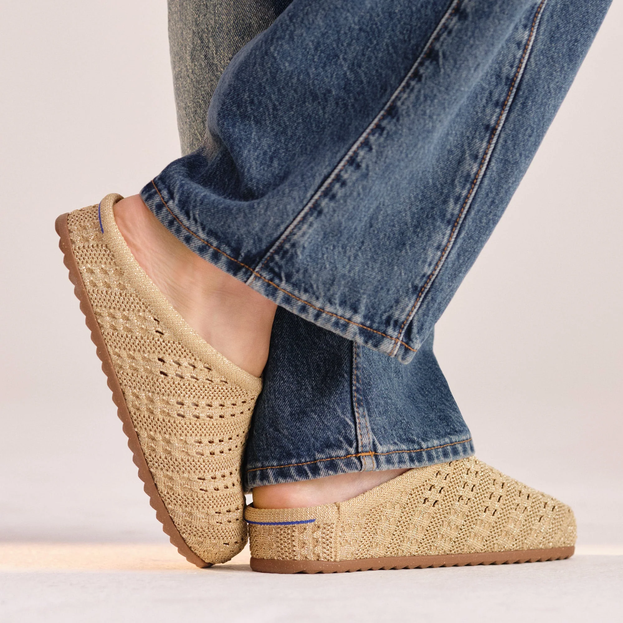 The Casual Clog - Metallic Golden Crochet - Image 2
